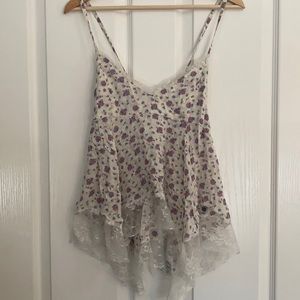 Floral tank with lace